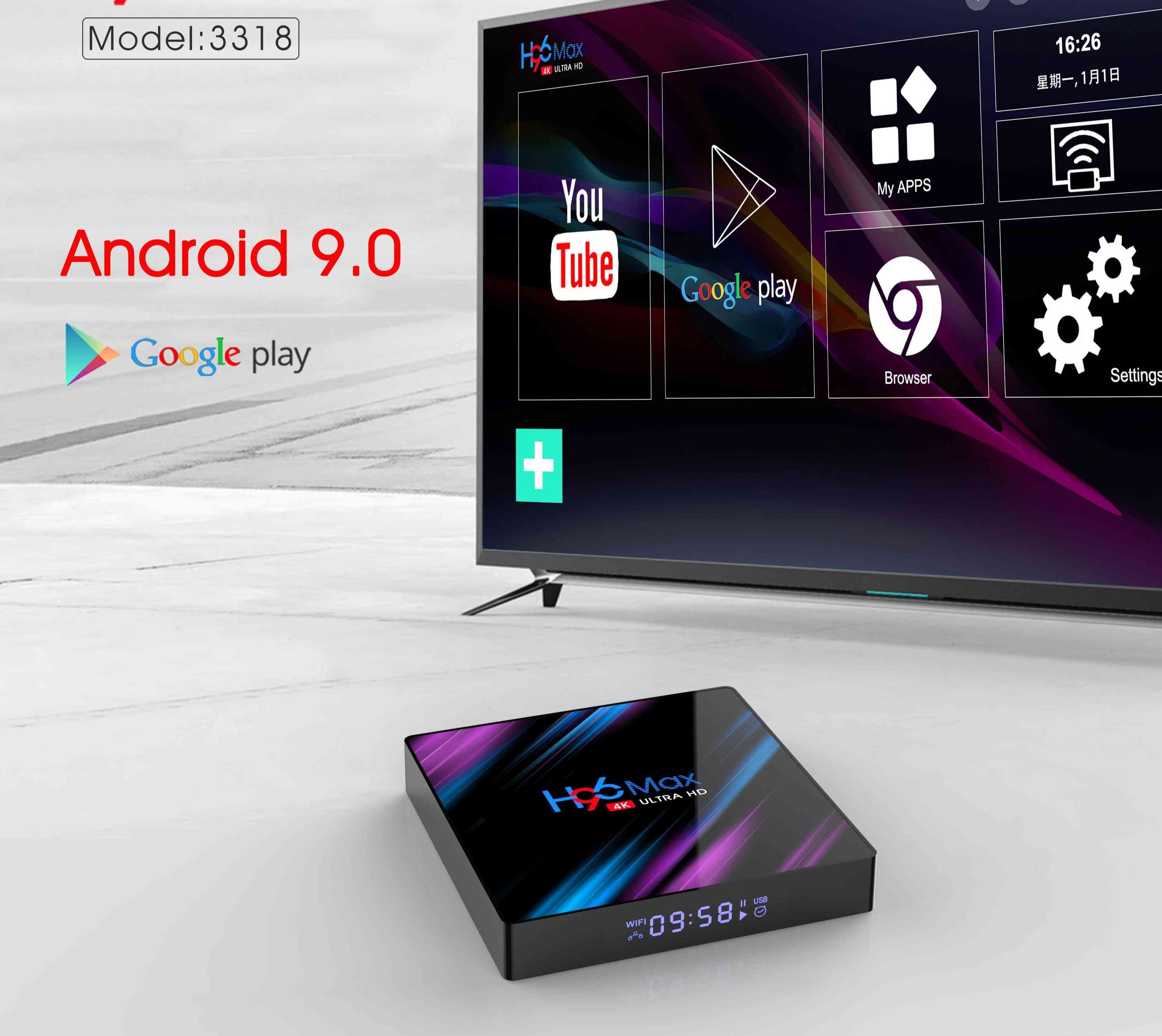 Android 9.0 Google Assistant 4k Dual Wifi Bt Netflix Media Player Tv Set Top Box