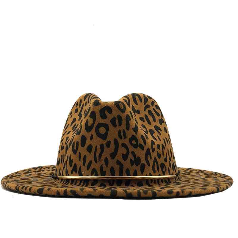 Simple Flat Brim Wool Felt Jazz Fedora Hats, Men & Women Caps