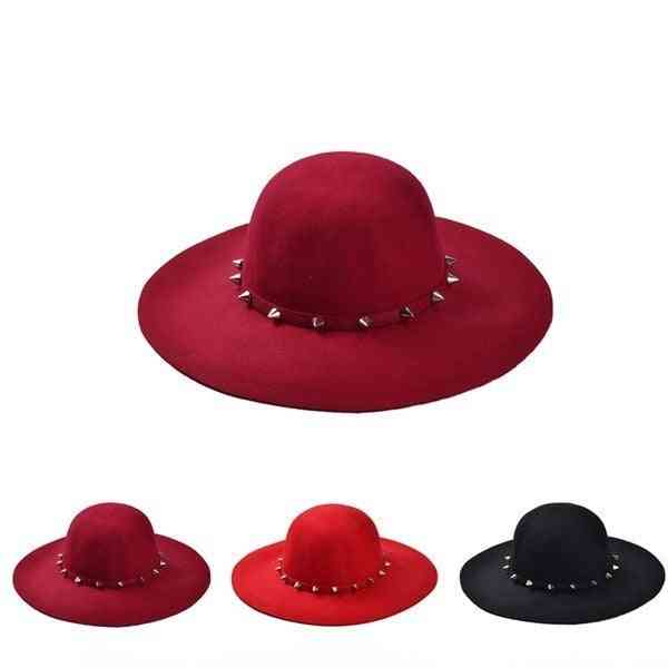 New Fashion Wool Floppy Hats With Studs, Big Brim /ladies