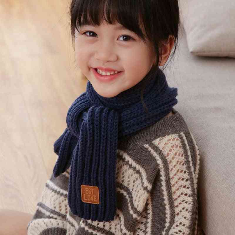 Children's Boys And Girls Solid Color Warm Neck Wool Knit Scarf