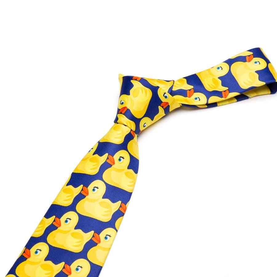 Linda corbata estampada de pato amarillo de dibujos animados