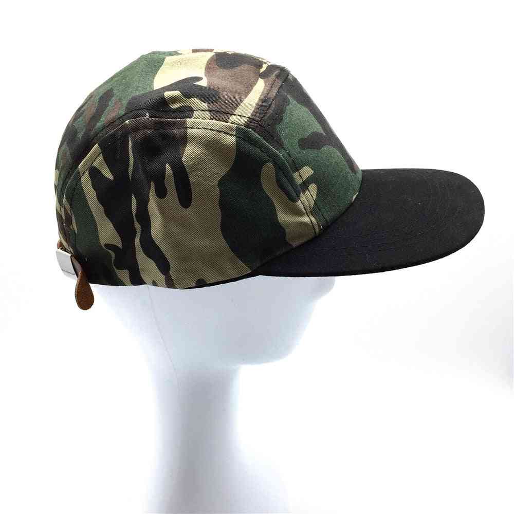 Women & Men Camouflage Panel Hip Hop Cap, Baseball Pu Belt Buckle Hat