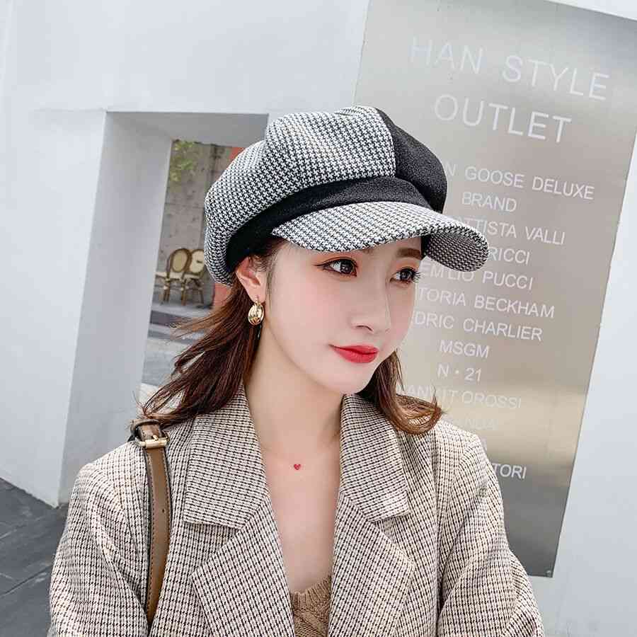 Wool Berets Octagonal Cap - Female Thick Warm Hats
