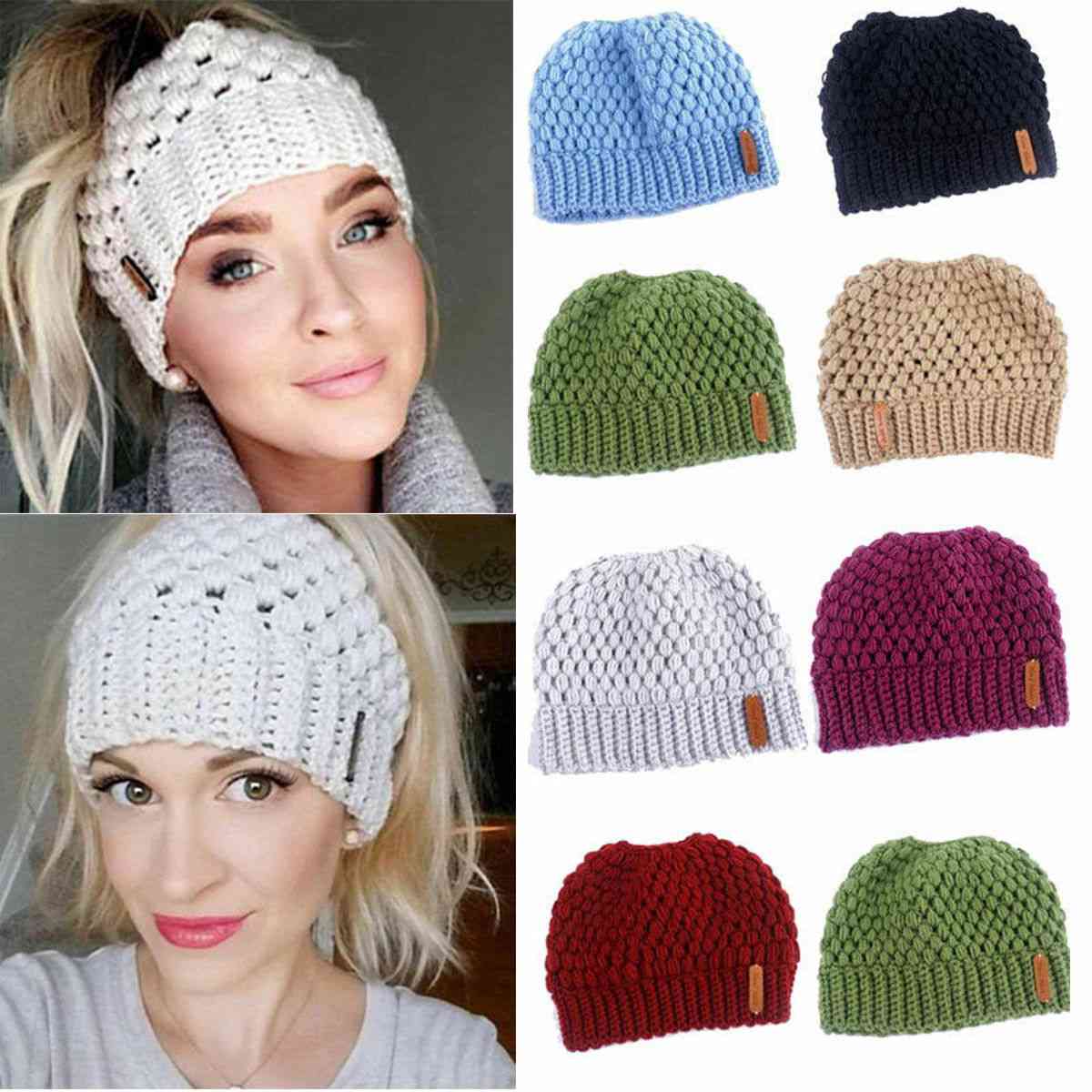Cappelli invernali per maglieria, berretto caldo da donna elasticizzato