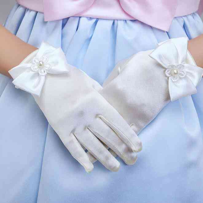 Otroške satenaste elastične dolge rokavice za