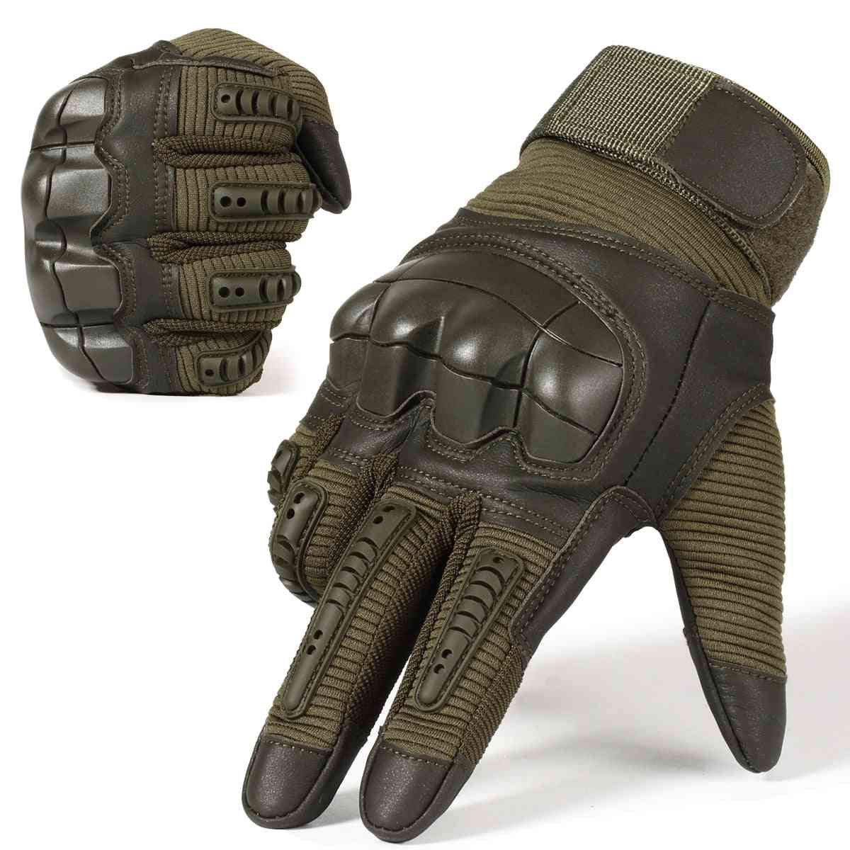 Men Full Finger Shockproof, Anti-slip Pu Leather Gloves