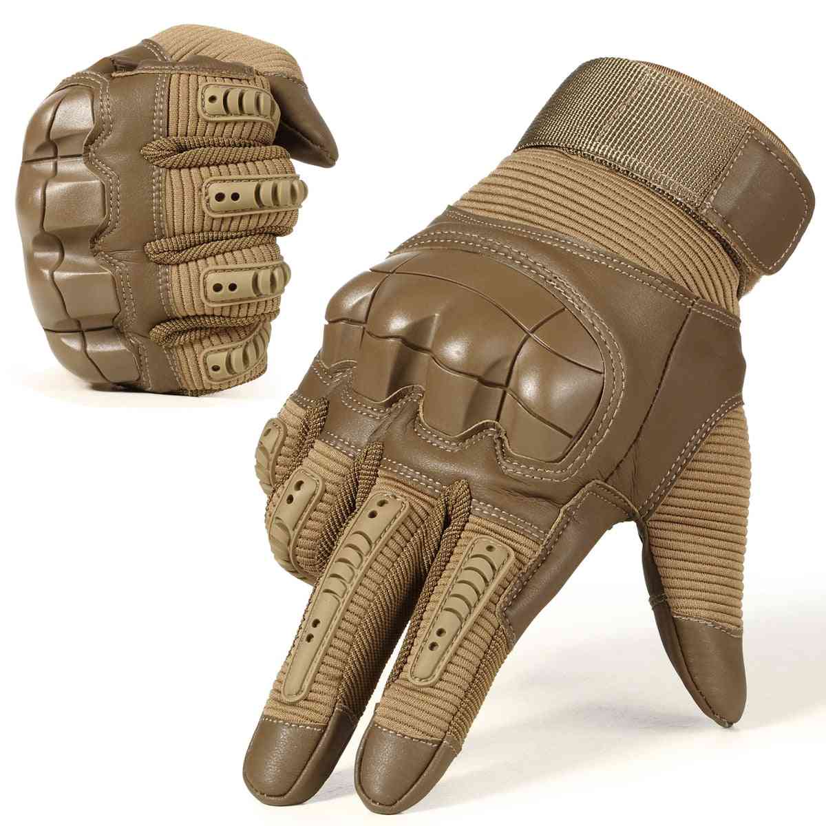 Men Full Finger Shockproof, Anti-slip Pu Leather Gloves