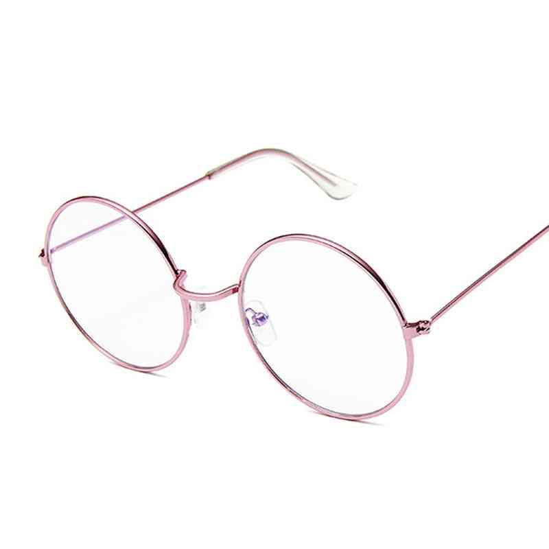 Round Glasses Clear Lens, Gold Metal Frame, Optical Eyeglass