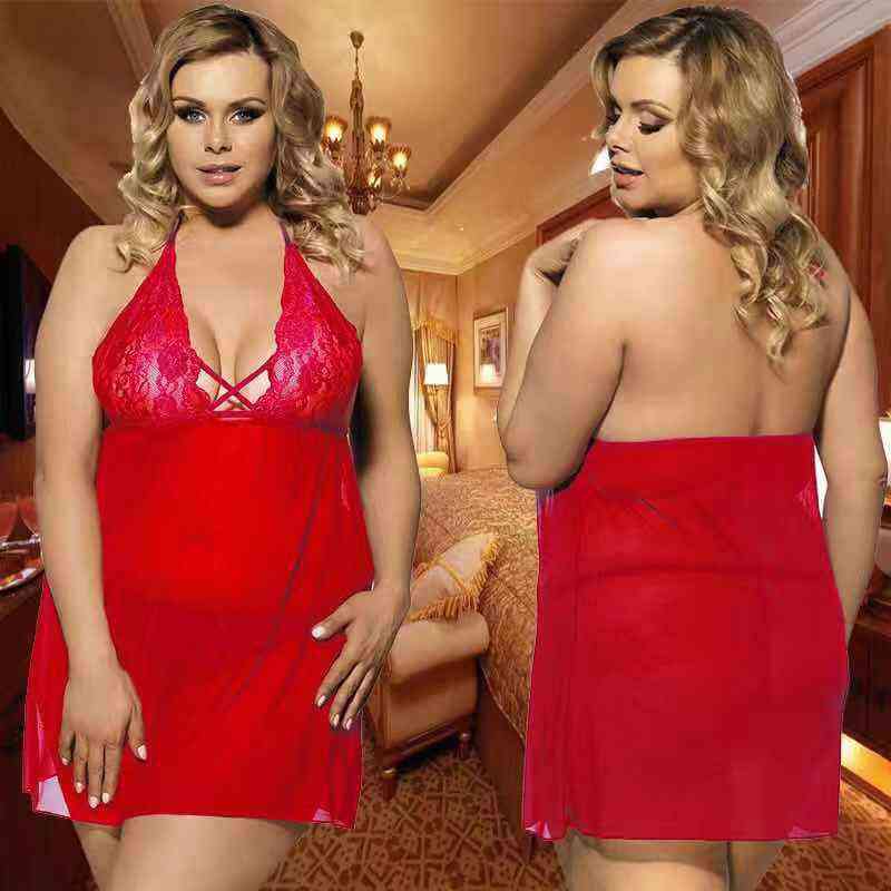 Women's Perspective Mesh Sexy Pajamas Lace Hanging Neck Underwear