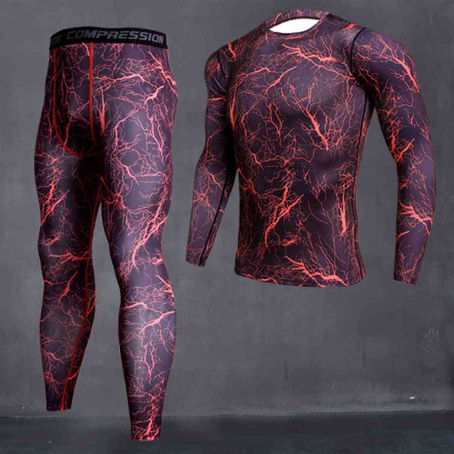 Conjunto de ropa interior de compresión de deportes térmicos de invierno de camuflaje para hombres