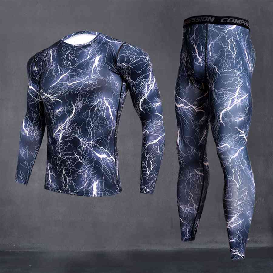 Conjunto de ropa interior de compresión de deportes térmicos de invierno de camuflaje para hombres