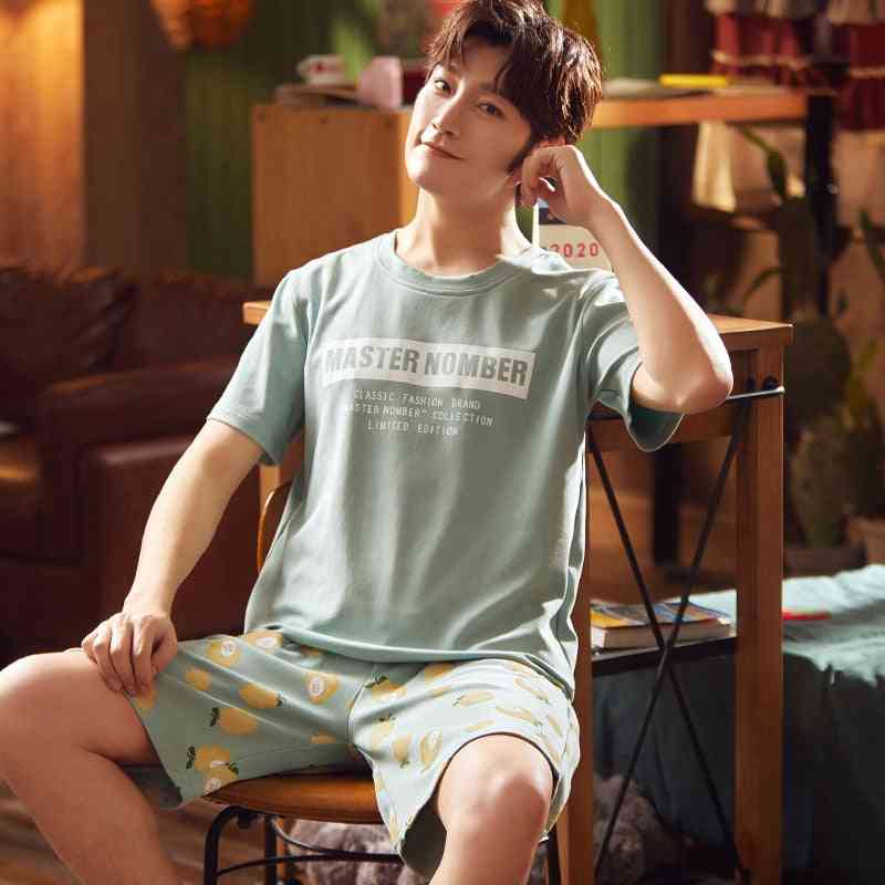 Couple Summer Pajama Set, Cotton T-shirt Shorts/men