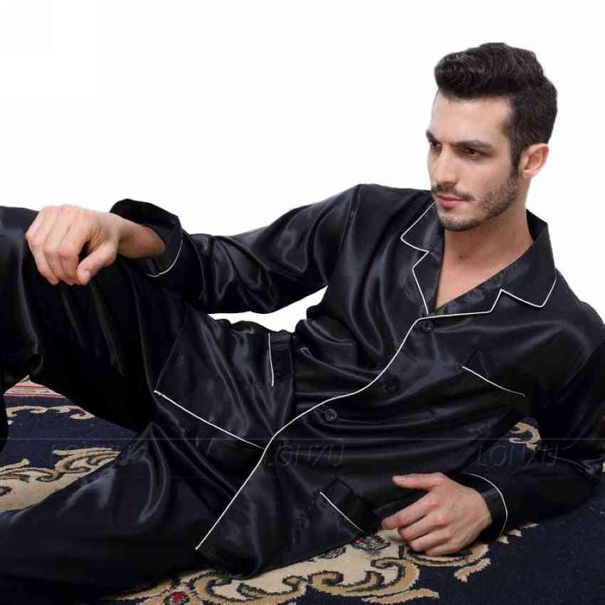 Men's Silk Satin Pajamas Pyjamas Sleepwear Set For All Seasons