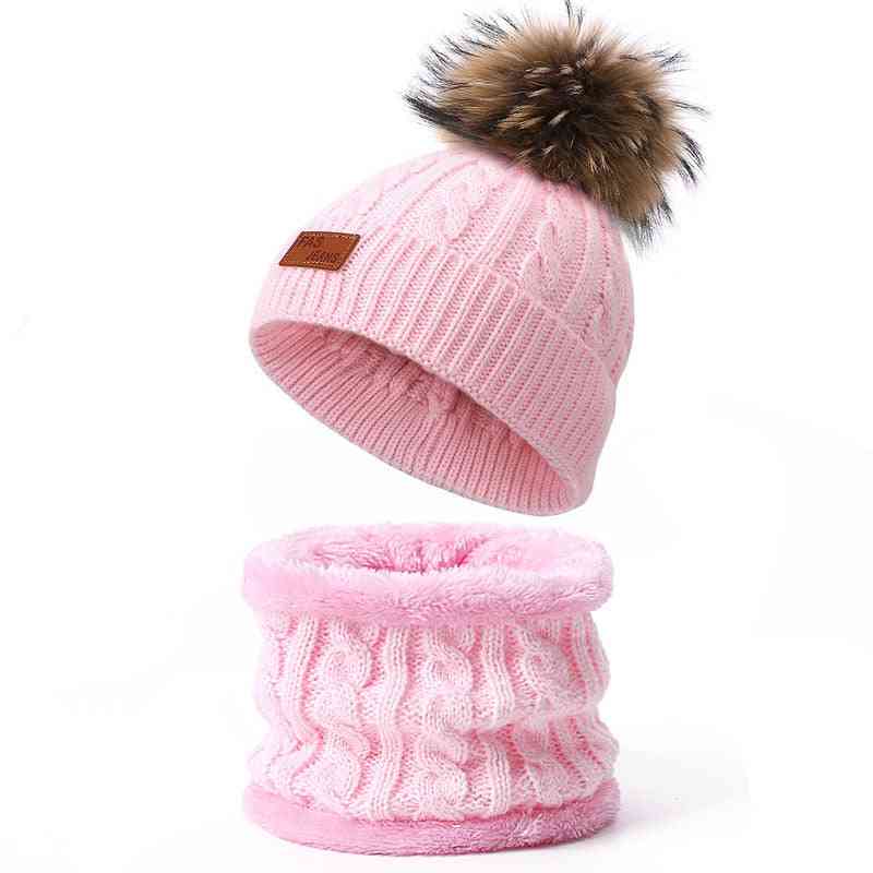 Pălării pentru copii, set de eșarfe, pălărie de iarnă cu pompon