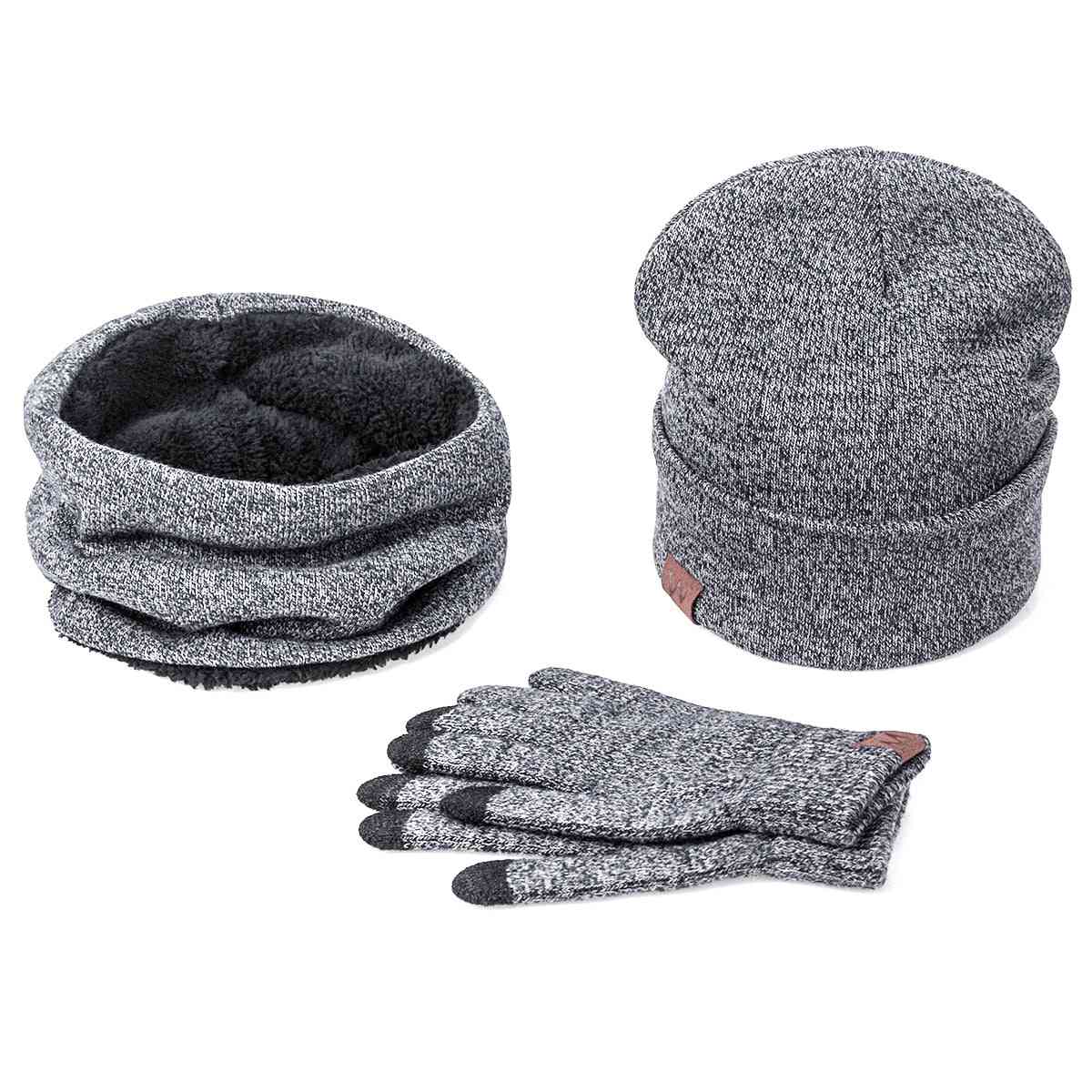 Winter Warm Hat Scarf, Gloves Set For Unisex