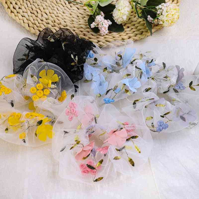 Elastic Hair Bands, Women Mesh Embroidery Floral Headbands
