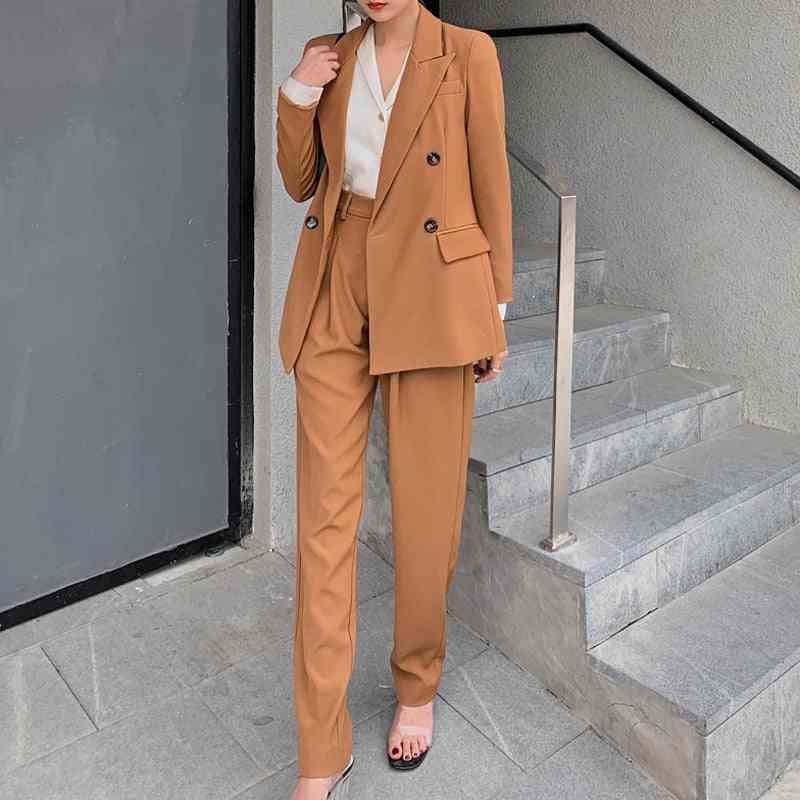 Long Sleeve, Double Breasted Blazer And Pants Set