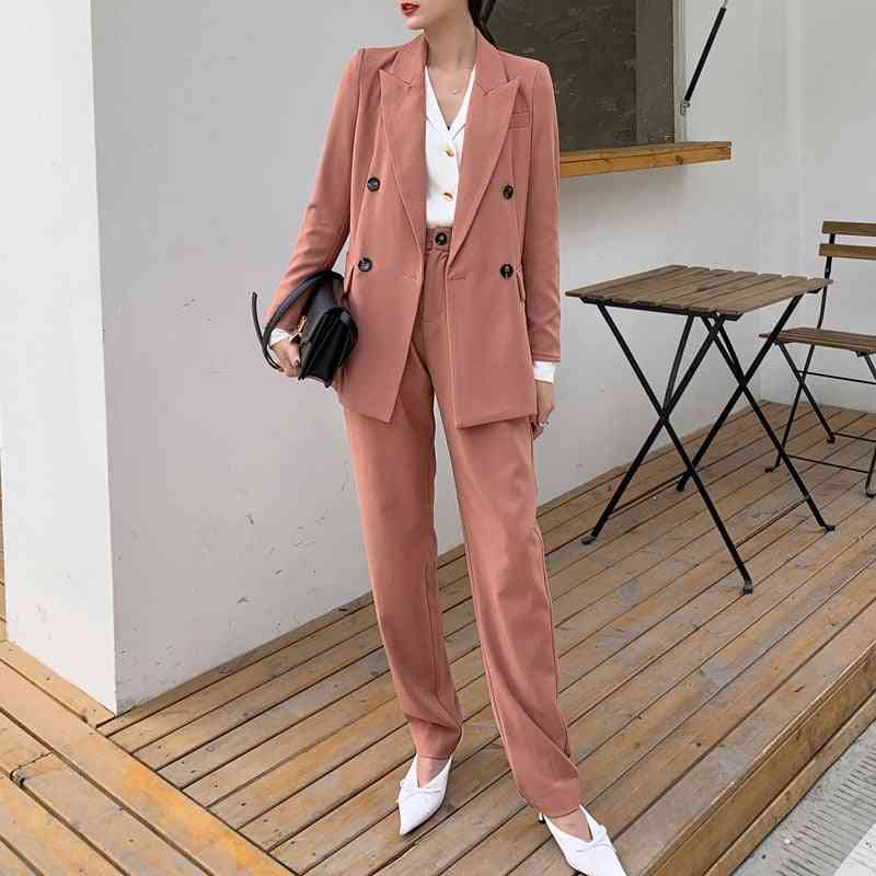 Long Sleeve, Double Breasted Blazer And Pants Set