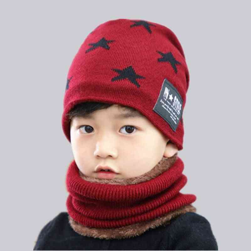 Forældre barn udendørs super varm vinterhue strikket hat og tørklæde