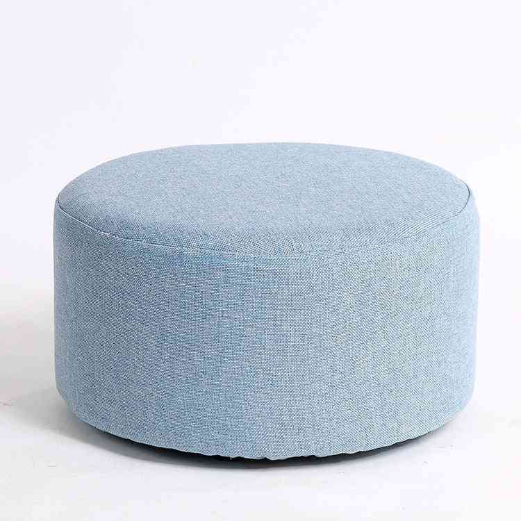 Natural Cotton Linen Solid Wood Board/kids Round Low Stool