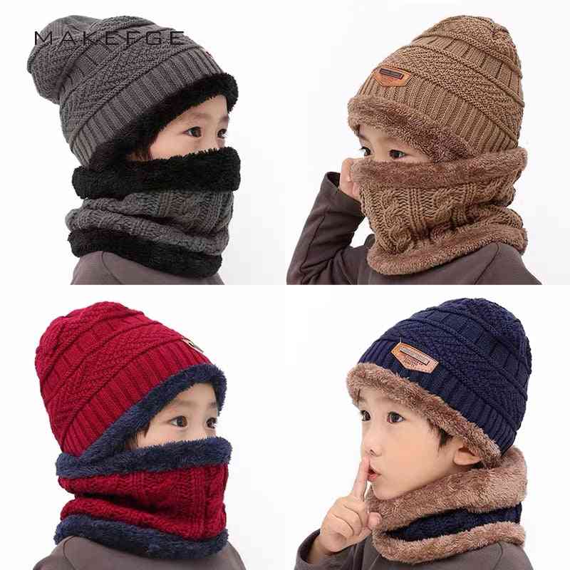 Children's Warm Knit Hat & Scarf Velvet Thickening Set