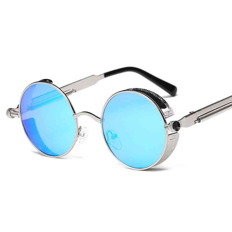 Vintage Metal Round Steampunk Sunglasses, Retro Frame
