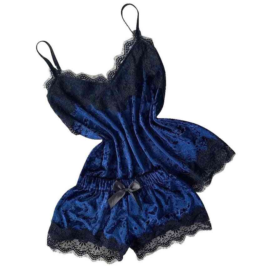 Conjunto de lingerie sexy - pijama de veludo, shorts pijama