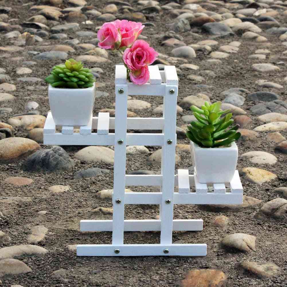 Natural Wood Multi-layer And Fold-able Plant/flower Pot Display Rack