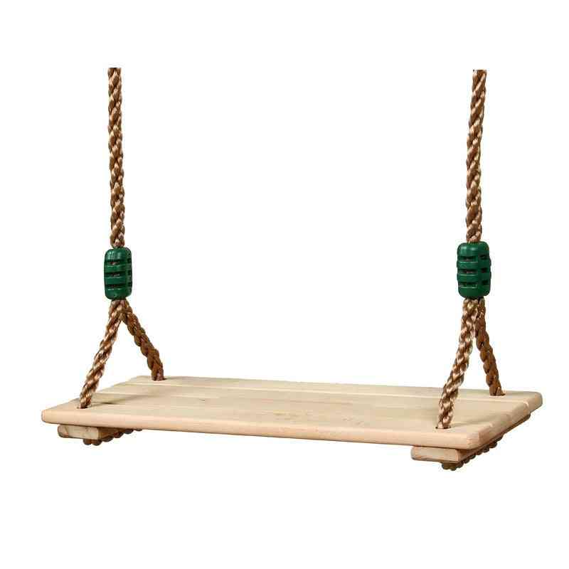 Balançoire en bois antiseptique à quatre planches pour enfants jardin extérieur avec corde