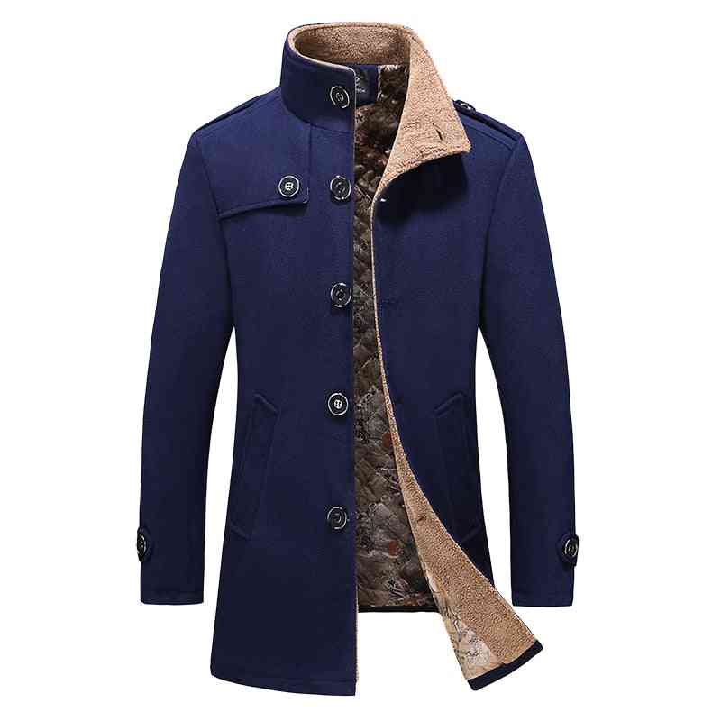 Fashion Business Casual Men Warm Thicken Winter Wool Trench Coat