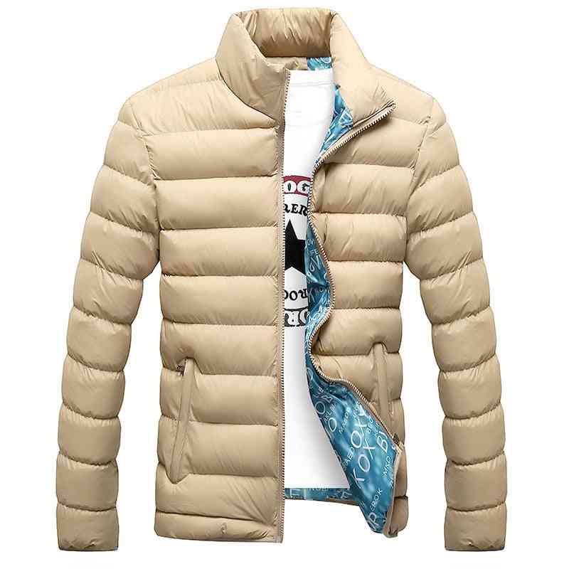 Winter Fashion Stand Collar Parka Jacket, Mens Solid Thick Coats