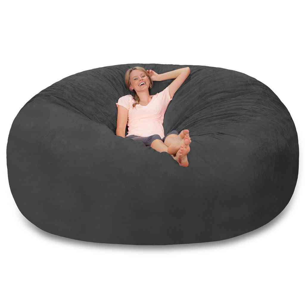 Round Soft- Fluffy Faux, Cushion Giant Soft, Bean Bag, Sofa Cover