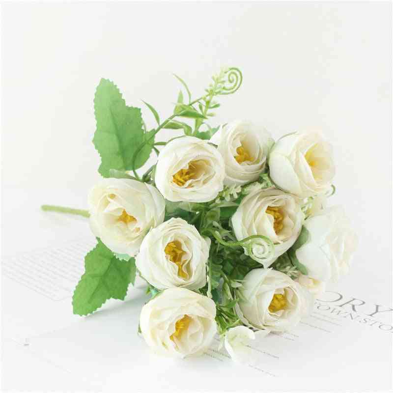 10 глави изкуствени, цветя рози, букет цветя за дома, сватбена декорация