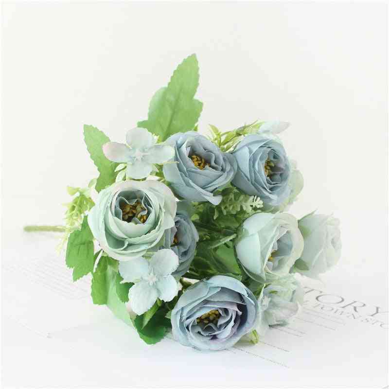 10-hoofden kunstmatige, bloemen rozen, boeket bloemen voor thuis, bruiloft decoratie