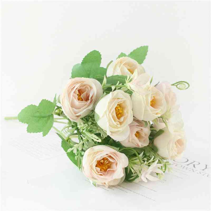 10 cabezas artificiales, flores rosas, ramo de flores para el hogar, decoración de bodas
