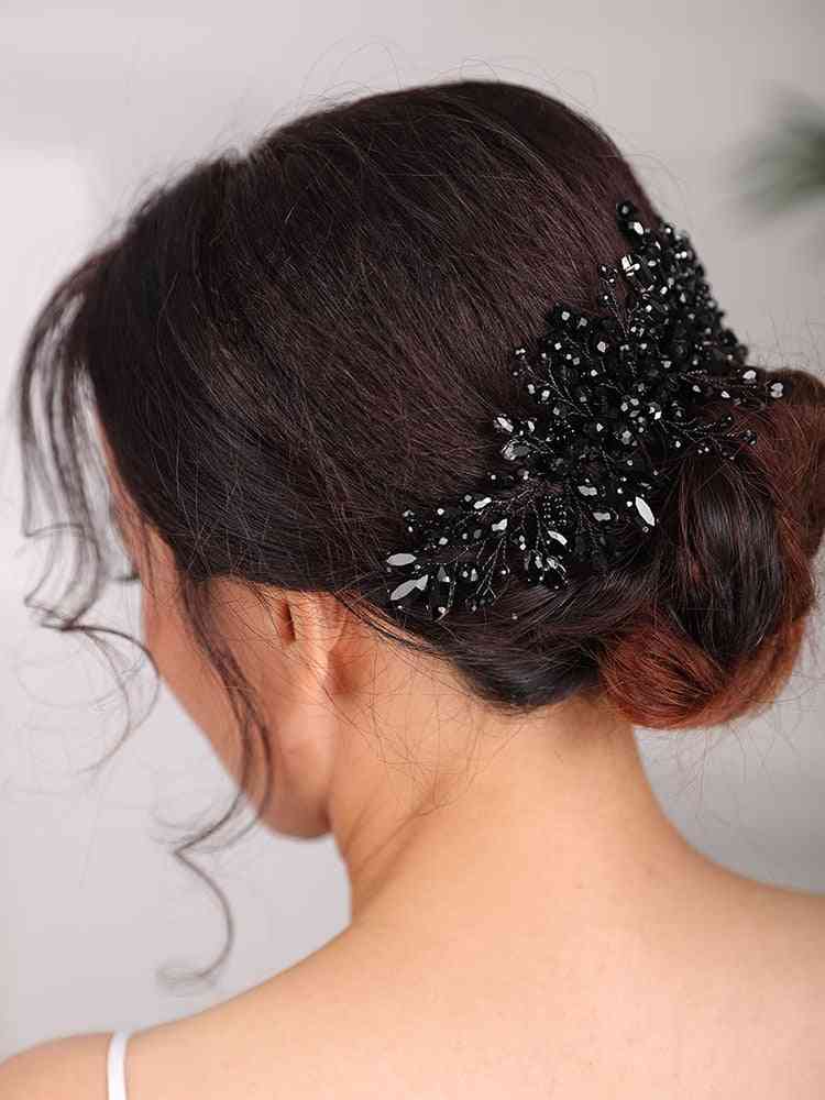 Vintage Style Rhinestone Comb Clip-hair Accessories For Women