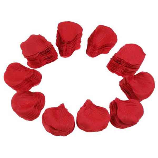 500pcs- falso realista, rosa roja de seda, pétalos de decoración para boda (rojo-500pcs)