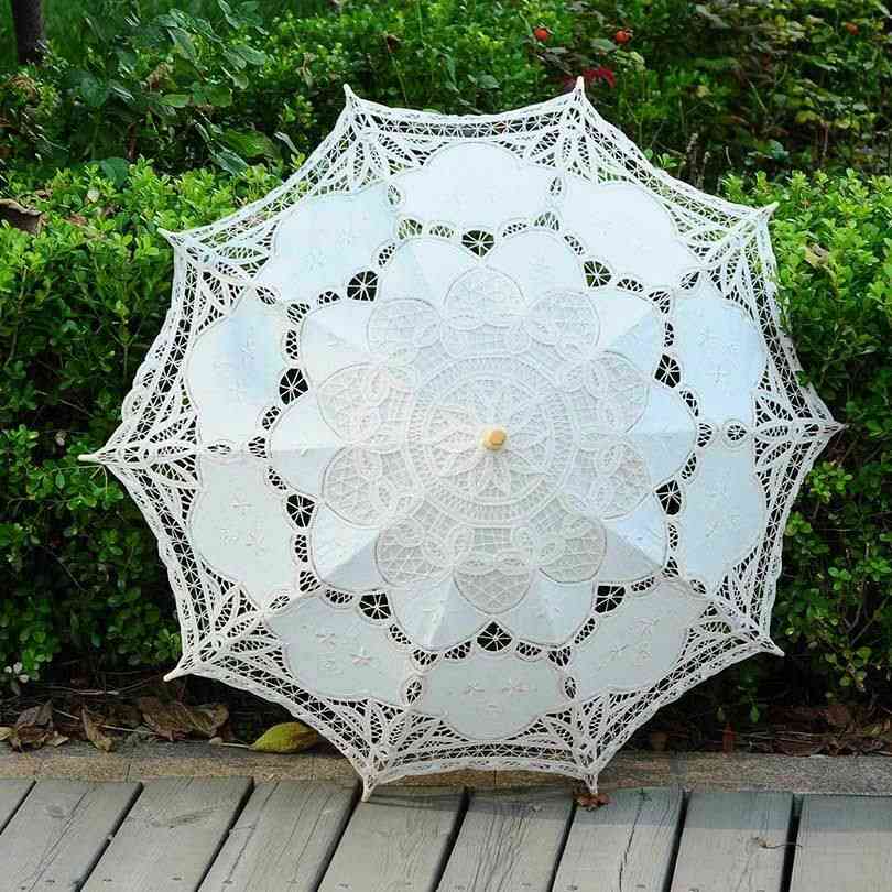Renda artesanal guarda-chuva algodão decoração casamento adereços fotografia bordados