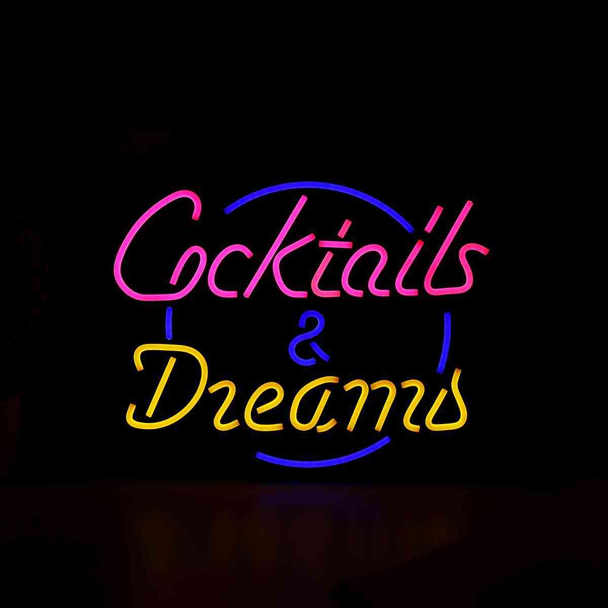 Cocktail unelma todellinen lasiputki neonvalomerkki koristeluun