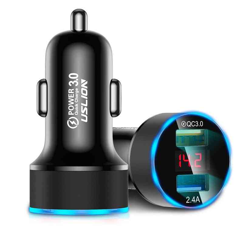 Universal Dual Usb Adapter-digital Quick Car Charger For Mobile Phone