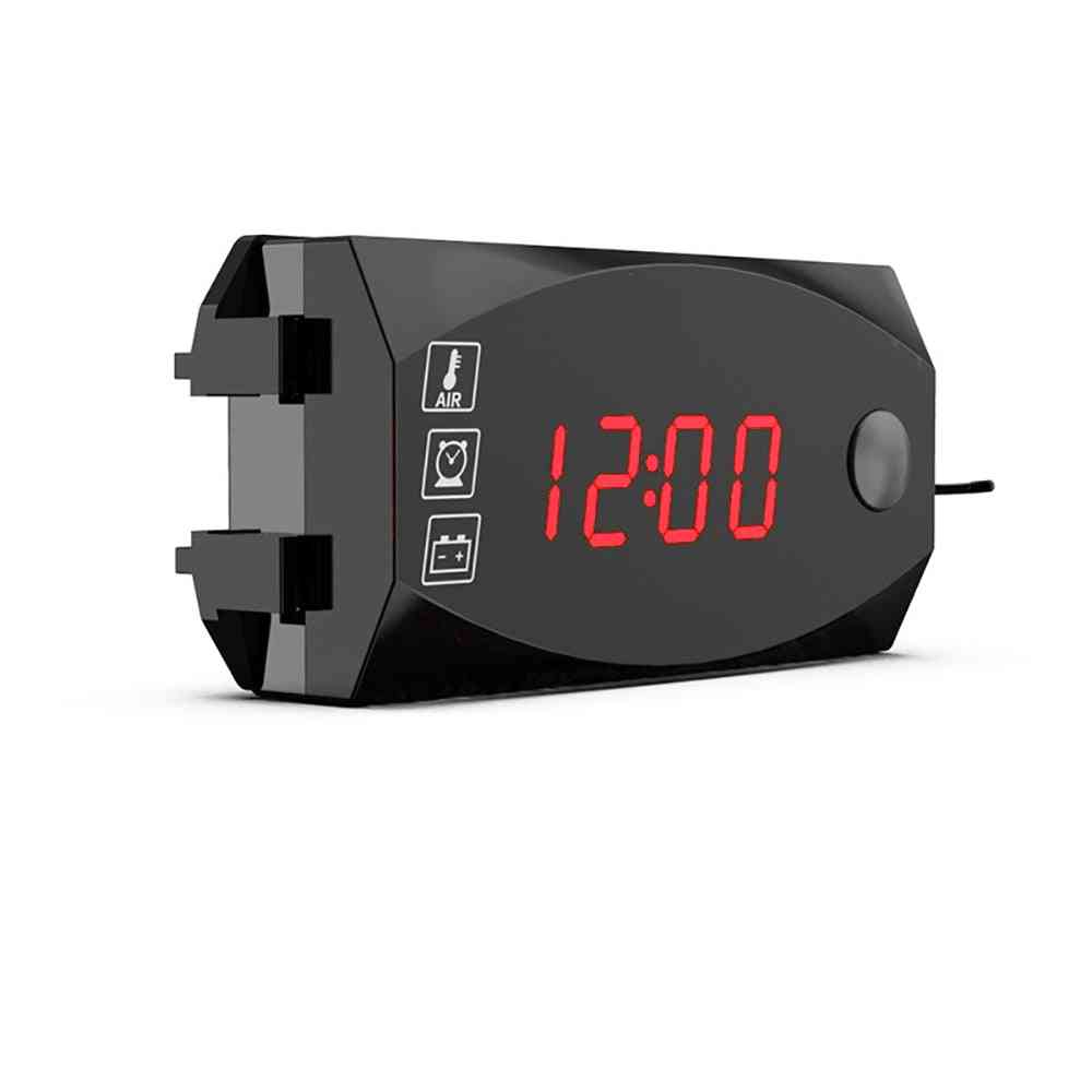 3 In 1 Digital Led Display Meters, Voltmeter Clock, Thermometer Indicator Gauge For Car, Motorcycle