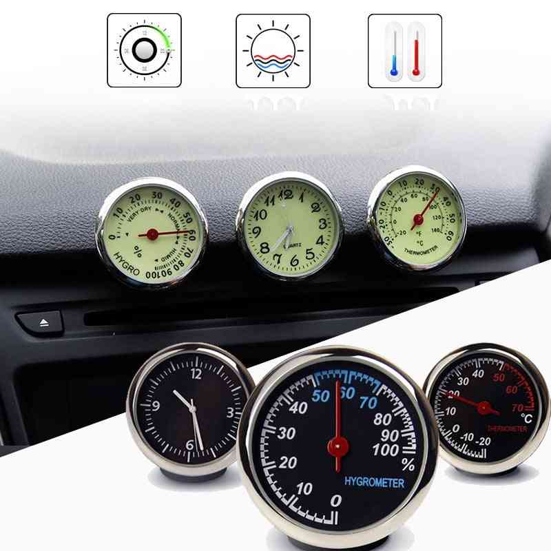 Hygrometer Internal Stick-on Dashboard Car Clock Thermometer