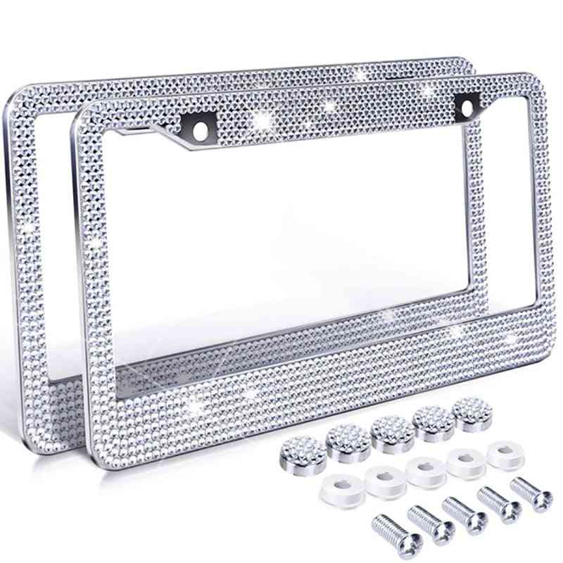 Bling Crystal- License Car, Frame Plate With Ignition Button