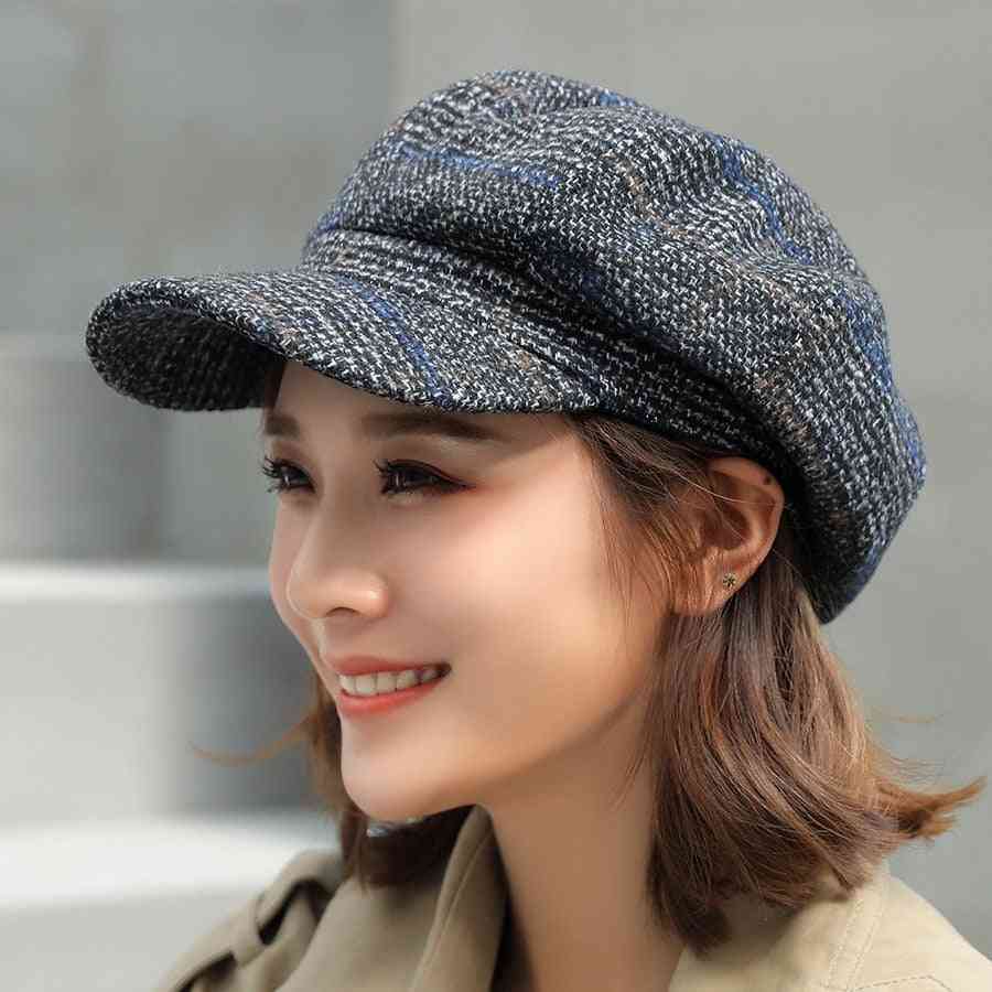 Autumn/winter- Thick Warm Wool, Newsboy Vintage, Bonnet Cap 