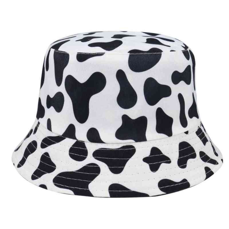 New Fashion Reversible Cow Pattern Bucket Hats Fisherman Caps