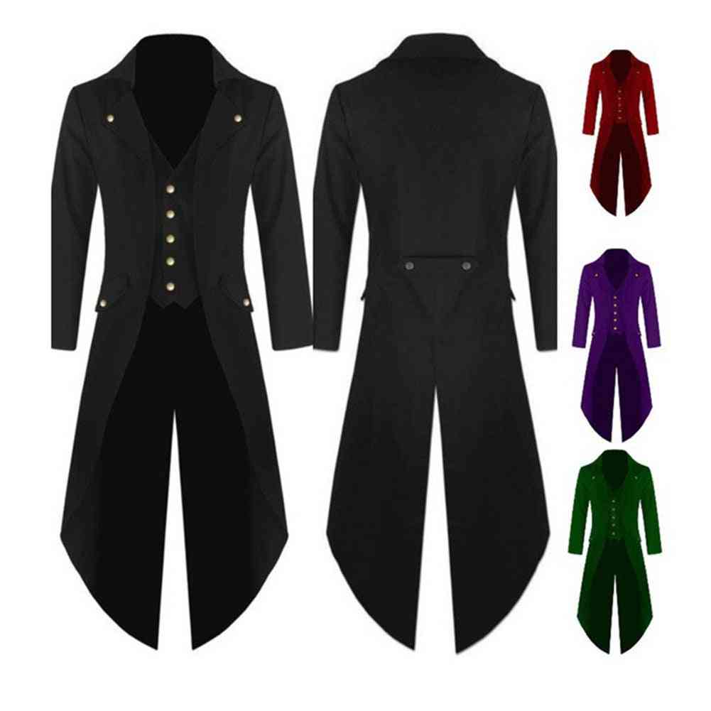 Mænds blazer, retro gotisk knap tailcoat formel jakke