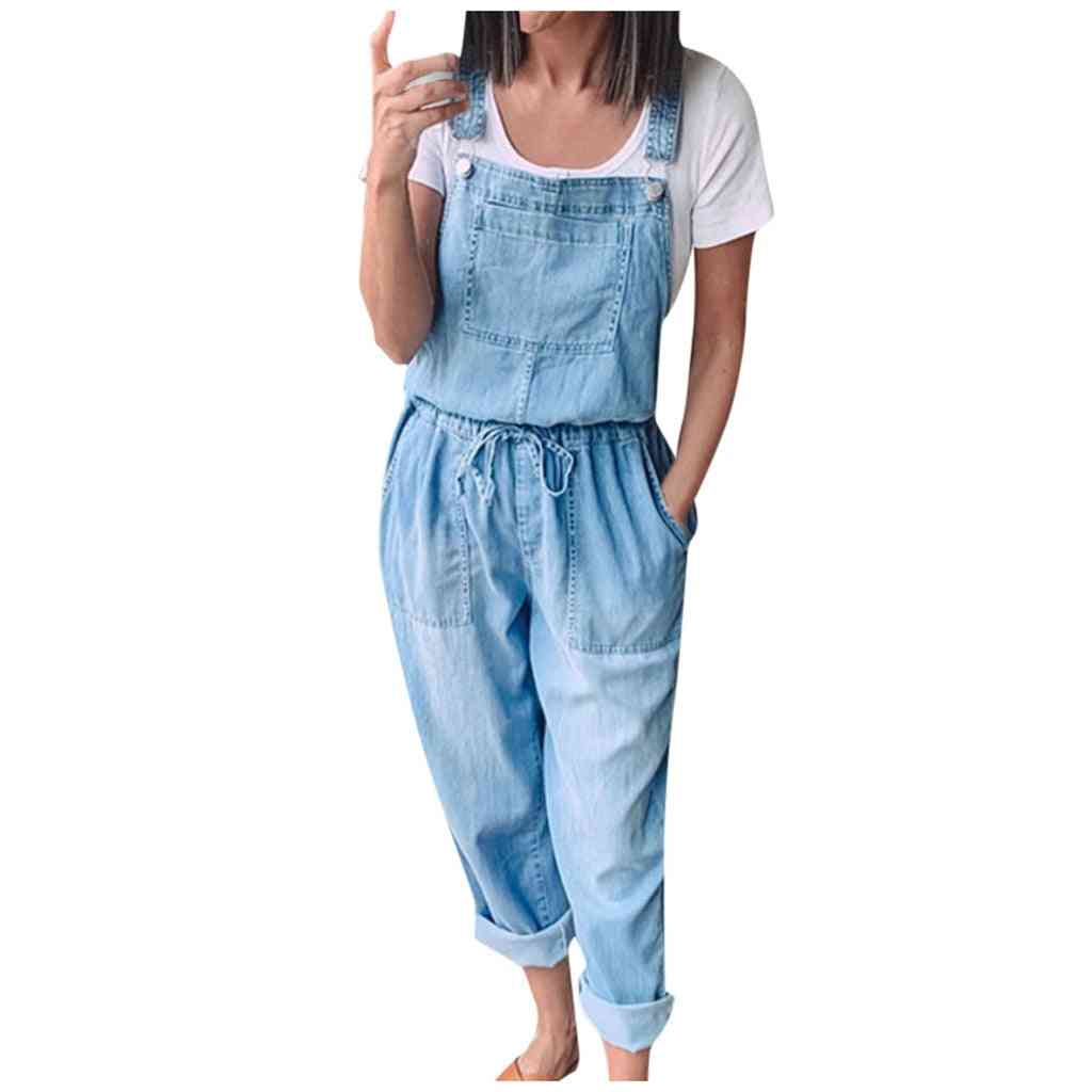 Women Summer Jumpsuit, Rompers Belted Hole Hollow Out Pocket Fashion Pants