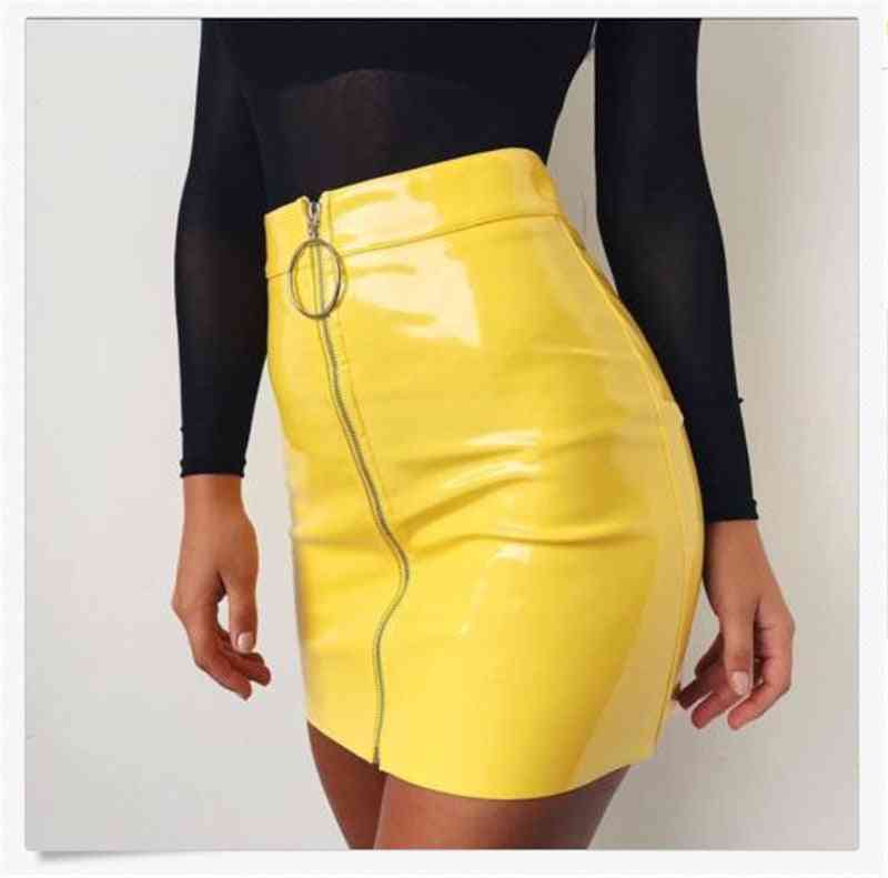 High Waist, Faux Leather, Mini Pencil Skirt
