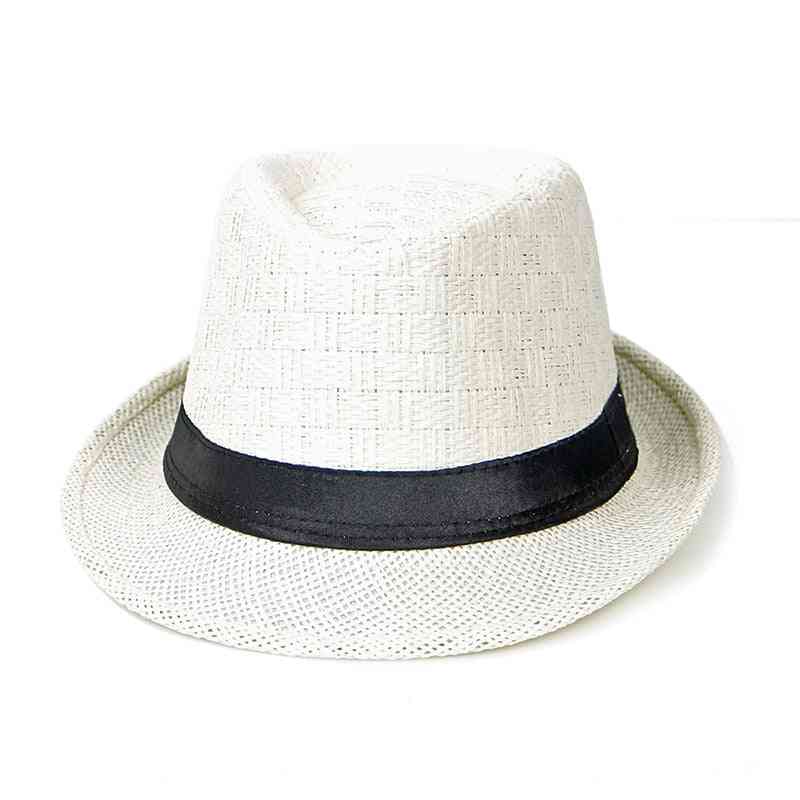Summer Cowboy Straw Hats - Men Solid Beach Panama Cap