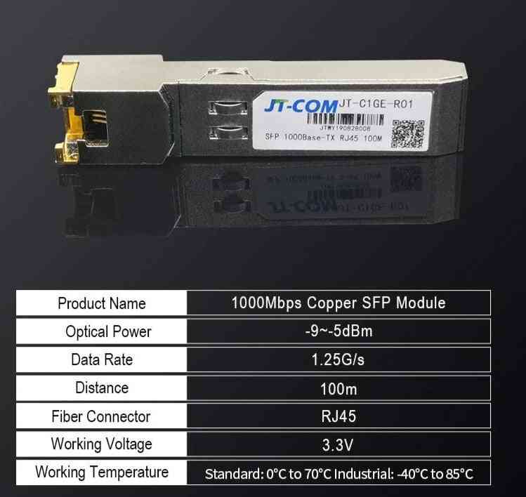 Gigabit SFP, מודול משדר נחושת עם Cisco / Mikrotik, מתג Ethernet